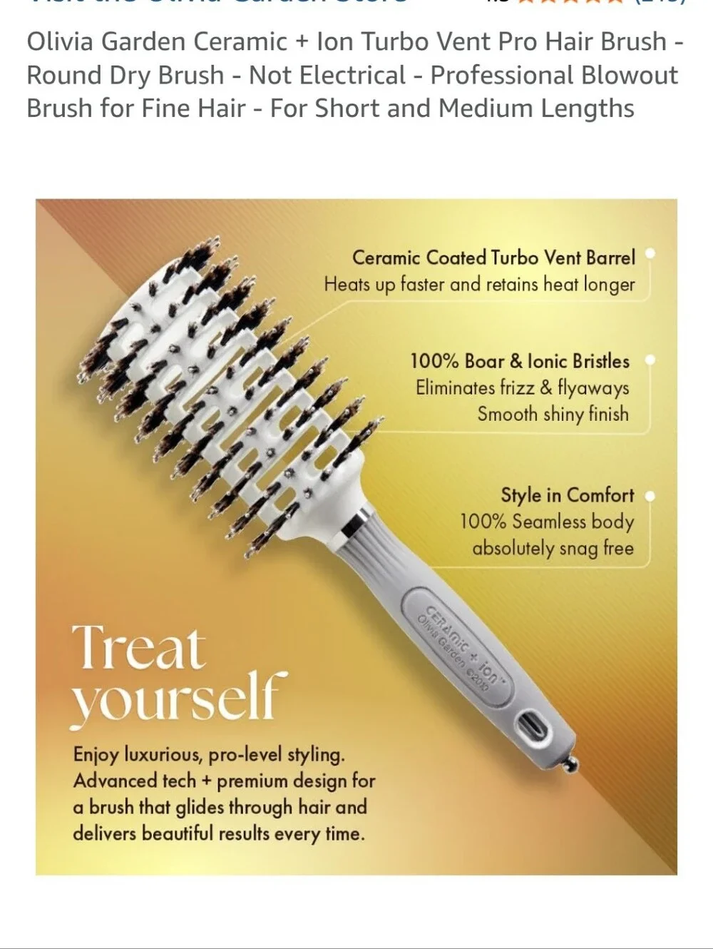 Ceramic + Ion Grande Round Vent Brush - White and Black